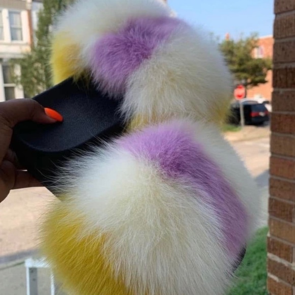 Maddy Real Fur Slides sizes 7.5,8,8.5,10,10.5,11 - Picture 3 of 4